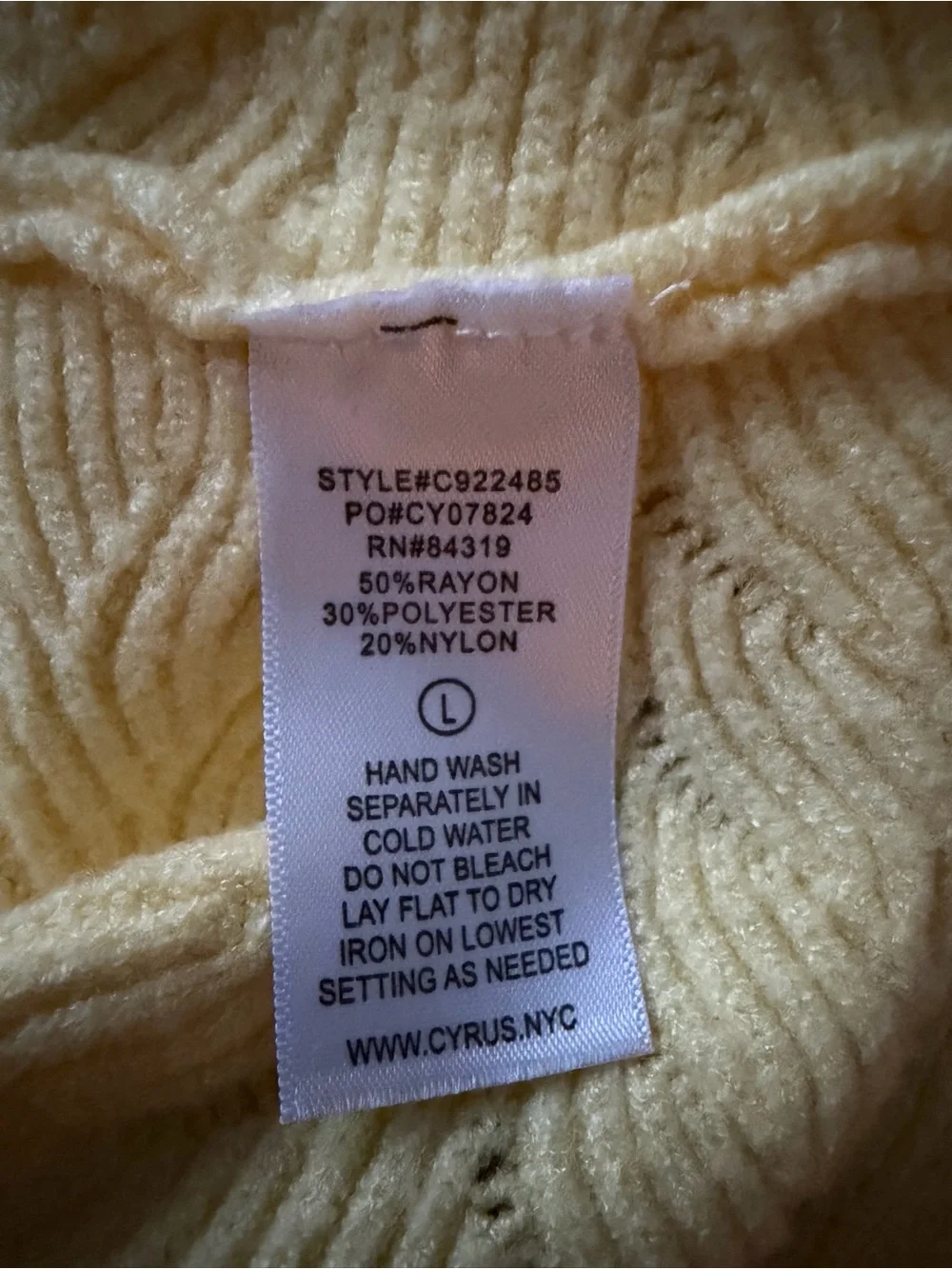 Cyrus Autumn Yellow Textured Knit Fall Sweater - Women's size L